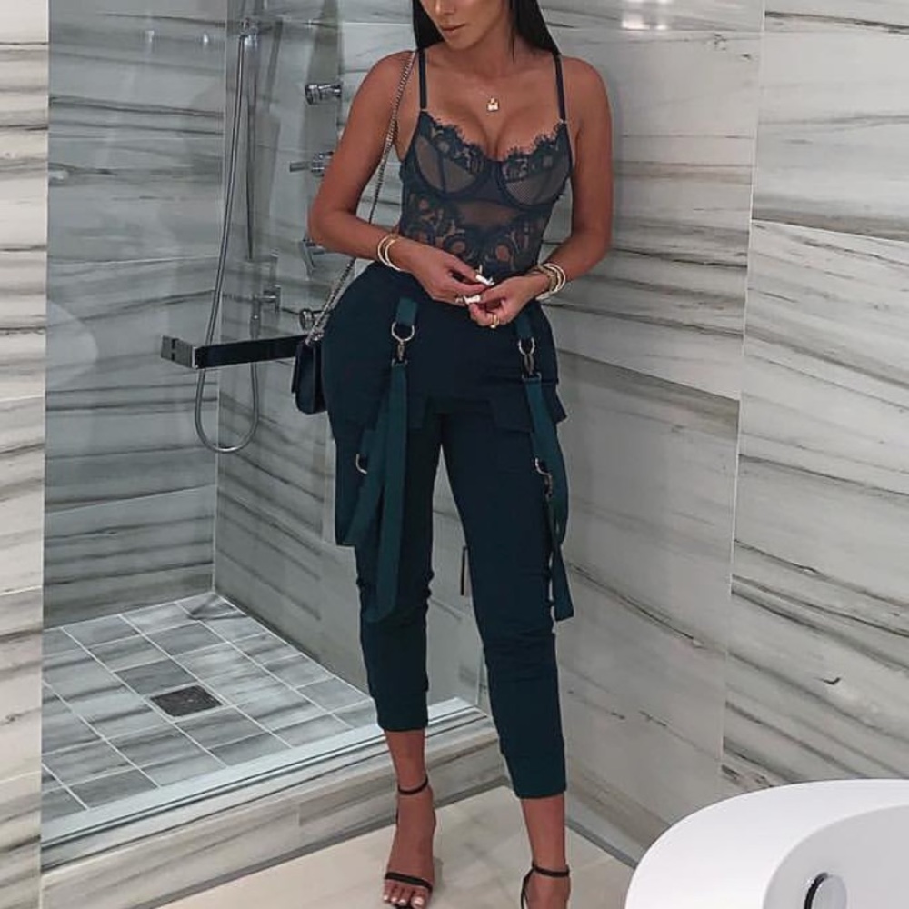Green stylish pants